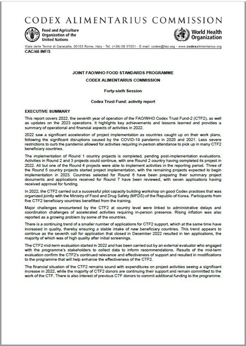 FAO/WHO Codex Trust Fund - 2022 Annual Report