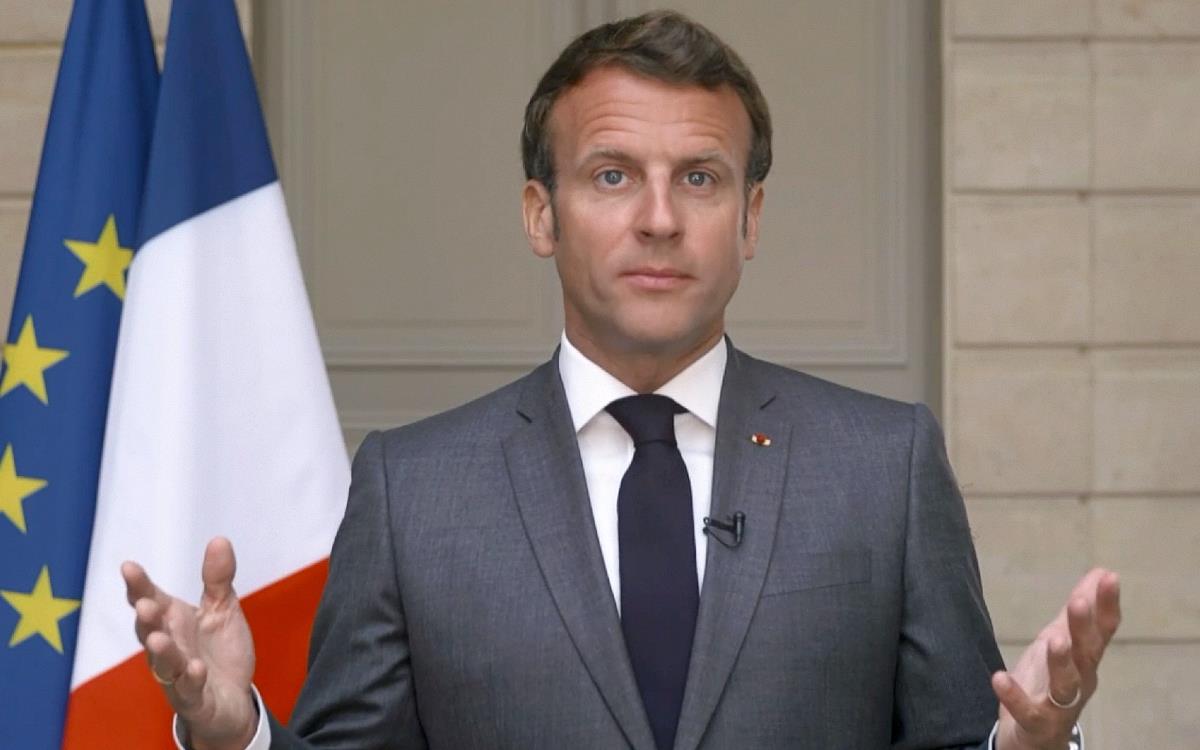 Emmanuel Macron, President of France, during the Seventy-third World Health Assembly opening remarks 